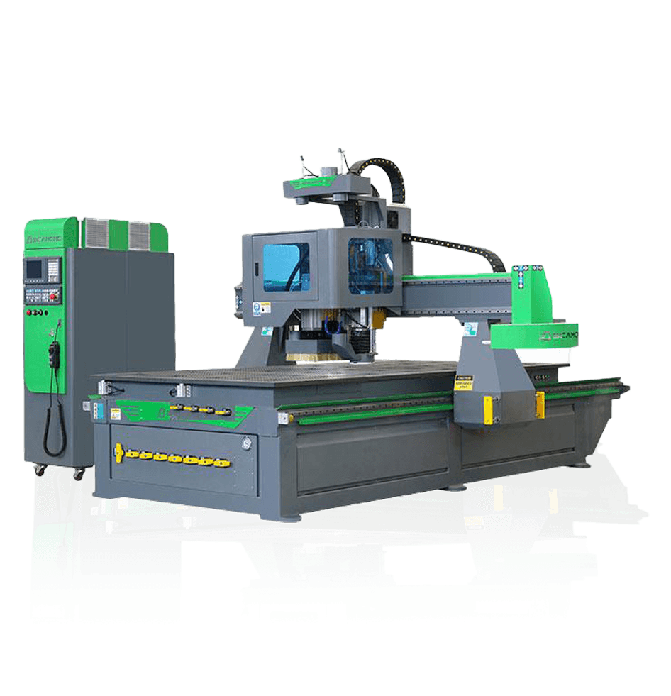 Three Cuts ATC CNC Router Machine with Automatic Tool Changer for wood and acrylic.